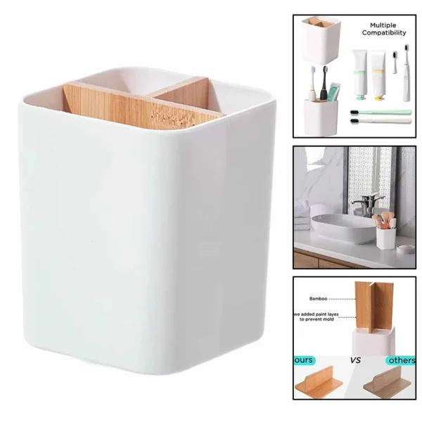 Bamboo Toothbrush Holder for Bathroom